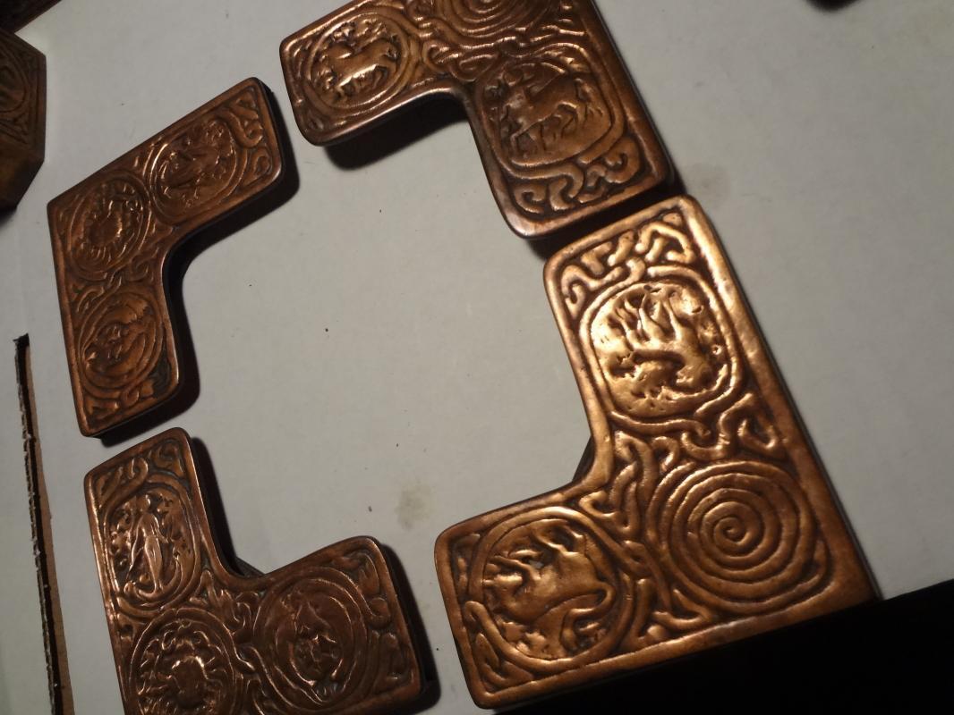 TIFFANY STUDIOS BRONZE ZODIAC PATTERN Blotter Ends (4)