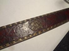 Impressive Tiffany Studios Red Heraldic Pattern Blotter Ends Deskset