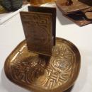 ANTIQUE TIFFANY STUDIOS BRONZE ZODIAC ART CIGARETTE ASHTRAY MATCH HOLDER SAFE