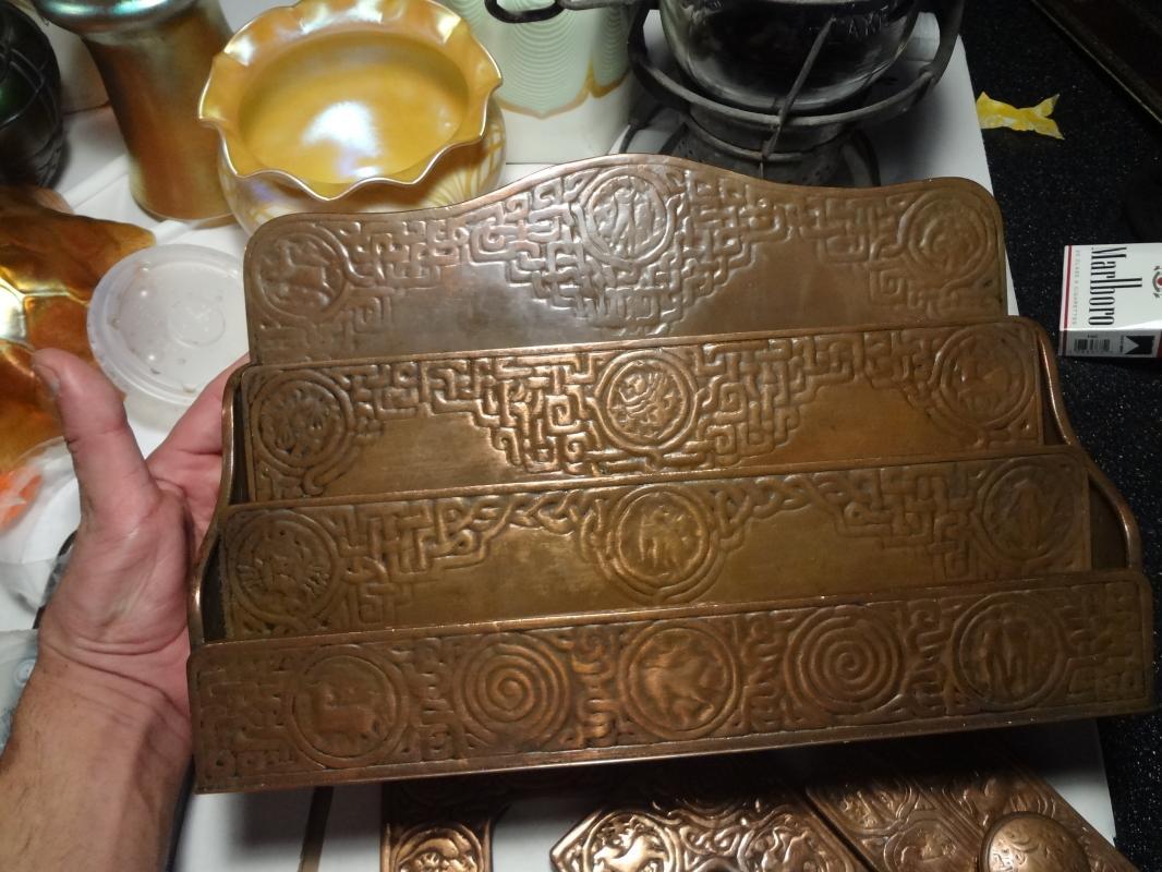ANTIQUE Tiffany Studios Zodiac Large 3 TIERS Letter Holder 1030