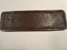 ANTIQUE Tiffany Studios Zodiac Pattern Bronze Deskset Pen Tray Signed