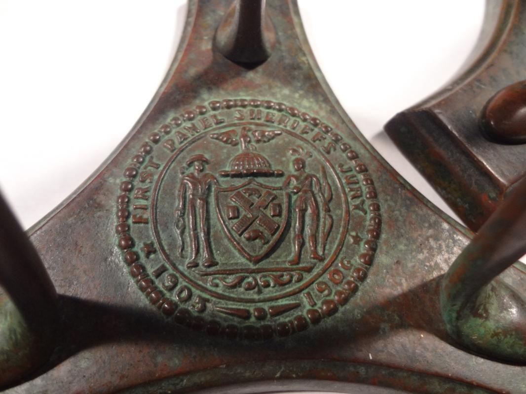 ANTIQUE Signed Bronze TIFFANY Studios 1905-1906 New York Tripod Candlesticks