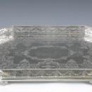 Large, Decorative Antique English Silver Gallery Tray