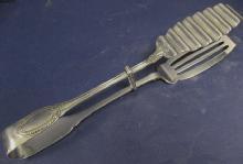 Italian Silver Asparagus Serving Tongs. Empire Pattern