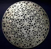 Large Sterling Silver & Glass Trivet. 10