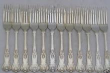 Kings Pattern Round Bowl Soup Spoons - English Sterling Silver