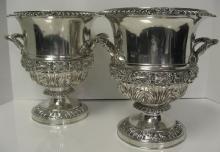 Antique English, Pair Of Old Sheffield Plate Champagne Buckets By Matthew Boulton. Circa 1820