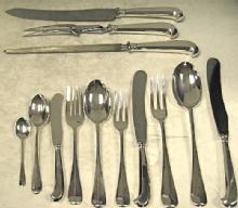 Dinner Service For 12. Sterling Silver, 3 Prong Rattail Set