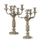 Fantastic Pair Sterling Silver Gilt, Cast & Chased Candelabra