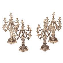 Suite Of 4 Large & Unusual Gustav Keller Sterling Silver Large Candelabra