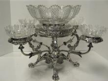 George III, Sterling Silver Erpergne With Crystal Inserts