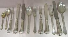Large & Very Comprehensive Sterling Silver Flatware Set In An Early 18th Century Style.