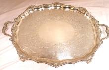 Antique English, Sterling Silver, Footed Tray.
