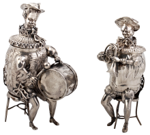 Rare & Unusual Antique Silver Musical Figures. Neresheimer, Hanau