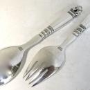 George Jensen ACORN Sterling Salad Servers. Solid Handles
