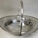 Large, Oval, Sterling Silver Basket With Swing Handle. English