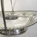 Large, Oval, Sterling Silver Basket With Swing Handle. English