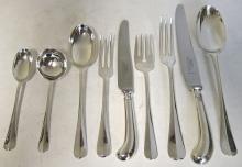 Mappin & Webb, Queen Anne Pattern Flatware Set, Sterling Silver. 108 Pieces