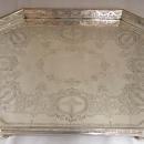 Large, Decorative Antique English Silver Gallery Tray