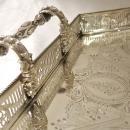 Large, Decorative Antique English Silver Gallery Tray