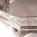 Large, Decorative Antique English Silver Gallery Tray
