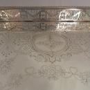 Large, Decorative Antique English Silver Gallery Tray