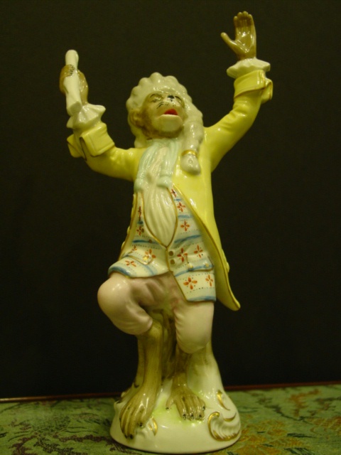 Set of 5 Meissen Style Porcelain Monkey Musician Figurines