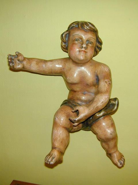 Pair of French wood polychromed Putti
