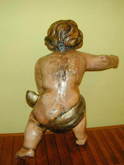 Pair of French wood polychromed Putti