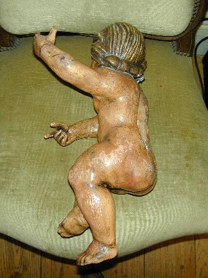 Pair of French wood polychromed Putti