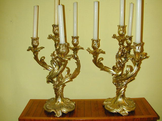 Fine pair of French Gilt Bronze CANDELABRA