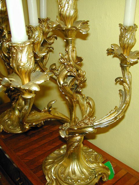Fine pair of French Gilt Bronze CANDELABRA