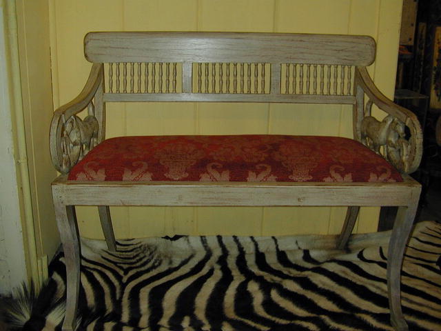 Anglo-Indian wood carved&painted Settee