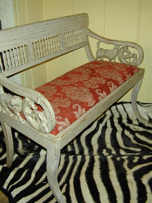 Anglo-Indian wood carved&painted Settee