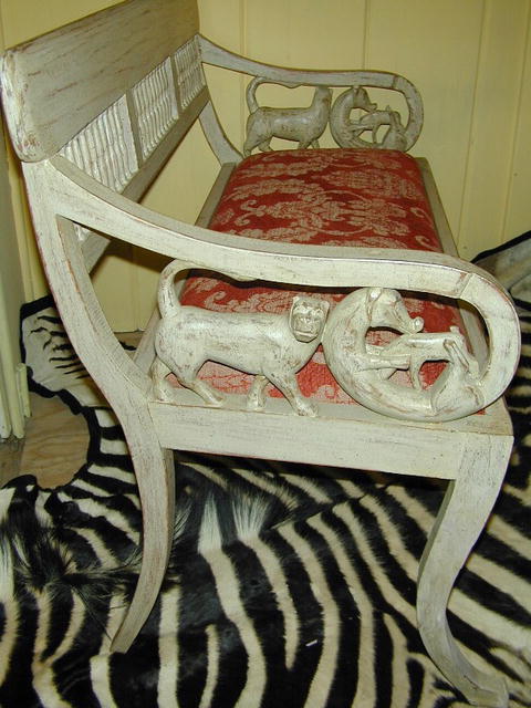 Anglo-Indian wood carved&painted Settee