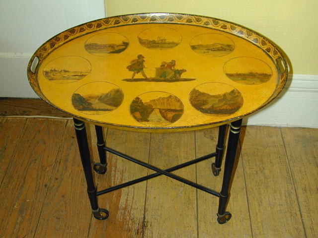 French Charles X Yellow painted Tole TRAY on