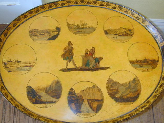 French Charles X Yellow painted Tole TRAY on