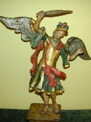 Fine mid 18th. Polychromed &Gold/silver leafed Wood Carving of Archangel St.Micheal
