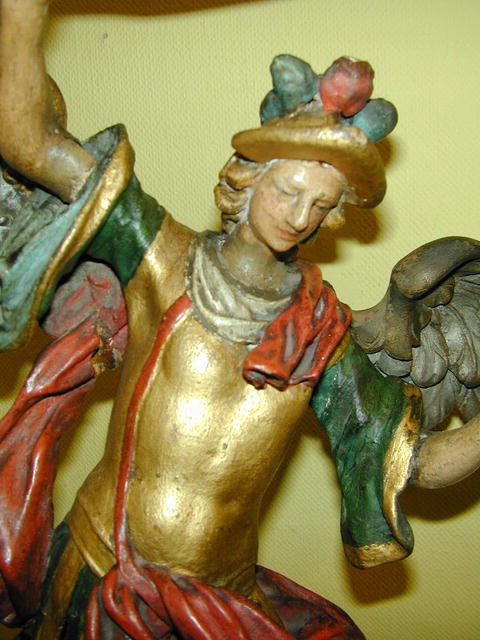 Fine mid 18th. Polychromed &Gold/silver leafed Wood Carving of Archangel St.Micheal