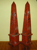 Pair of Large Red Jasper Obelisks