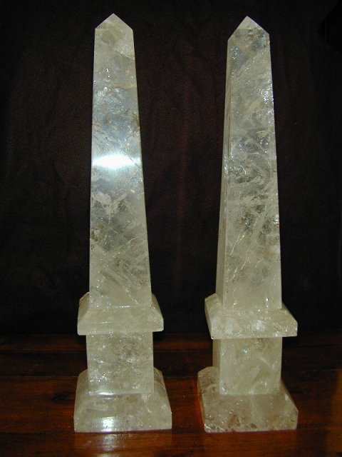 Pair of Large OBELISKS made out of Quartz/Rock Crystal
