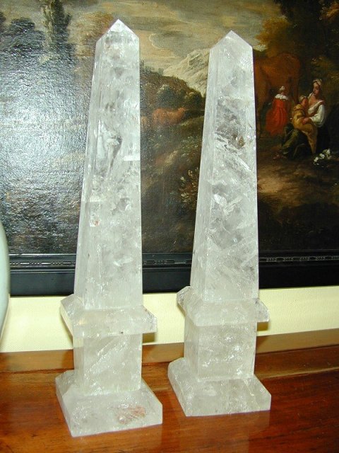 Pair of Large OBELISKS made out of Quartz/Rock Crystal