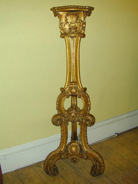 Pair of Italian Gilt Carved Wood Torcheres (Stands)