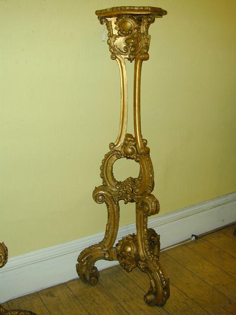 Pair of Italian Gilt Carved Wood Torcheres (Stands)