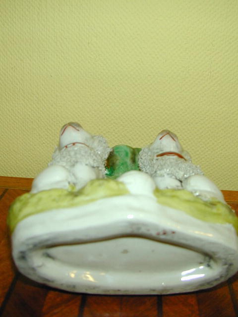 Mid. 19th.cent. Staffordshire Spill Vase figure of 2 Poodle Dogs