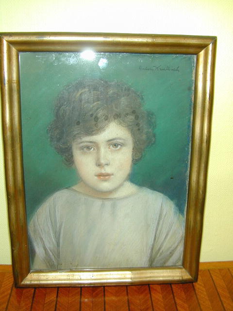 Late 19th.cent. Framed and Signed Pastel of Child