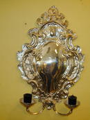 Pair of Silvered Metal Wall Sconces fitted with Candlearms