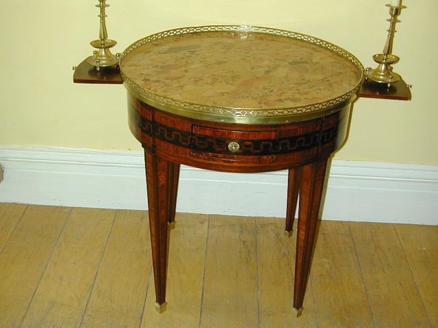Early French Parquetry Inlay BOUILLOTTE TABLE