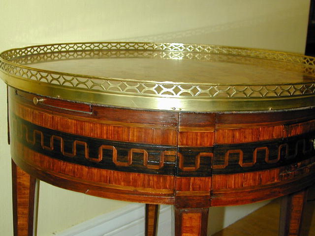 Early French Parquetry Inlay BOUILLOTTE TABLE