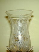 19th.Cent. Italian 2 Arm Gilt Brass & Etched Glass Hurricane Sconce